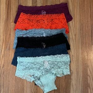 Victorias Secret lace cheekies, b.tempt’d Opening Act Bralettes, Jockey shorts